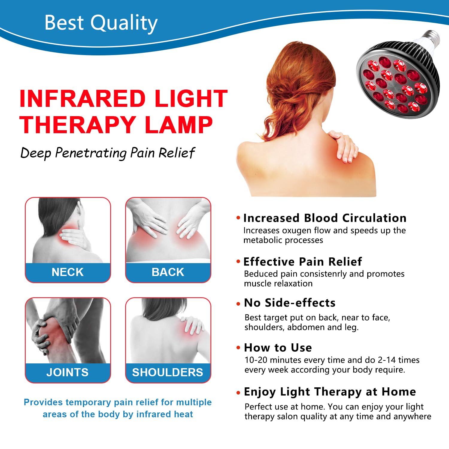 wolezek Wolezek Red Light Therapy Lamp with Lamp Holder, 660nm Red and 850nm Near Infrared Combo Wavelength LED Red Light Bulb, Red Light Therapy Device for Face and Body, Aluminium Shell, E27/E26 Standard