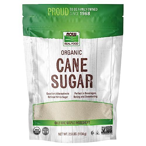 NOW NOW Foods, Certified Organic Cane Sugar, Powder from Pure Evaporated Cane Syrup, Excellent Substitute for Refined White Sugar, Certified Non-GMO, 2.5-Pound.