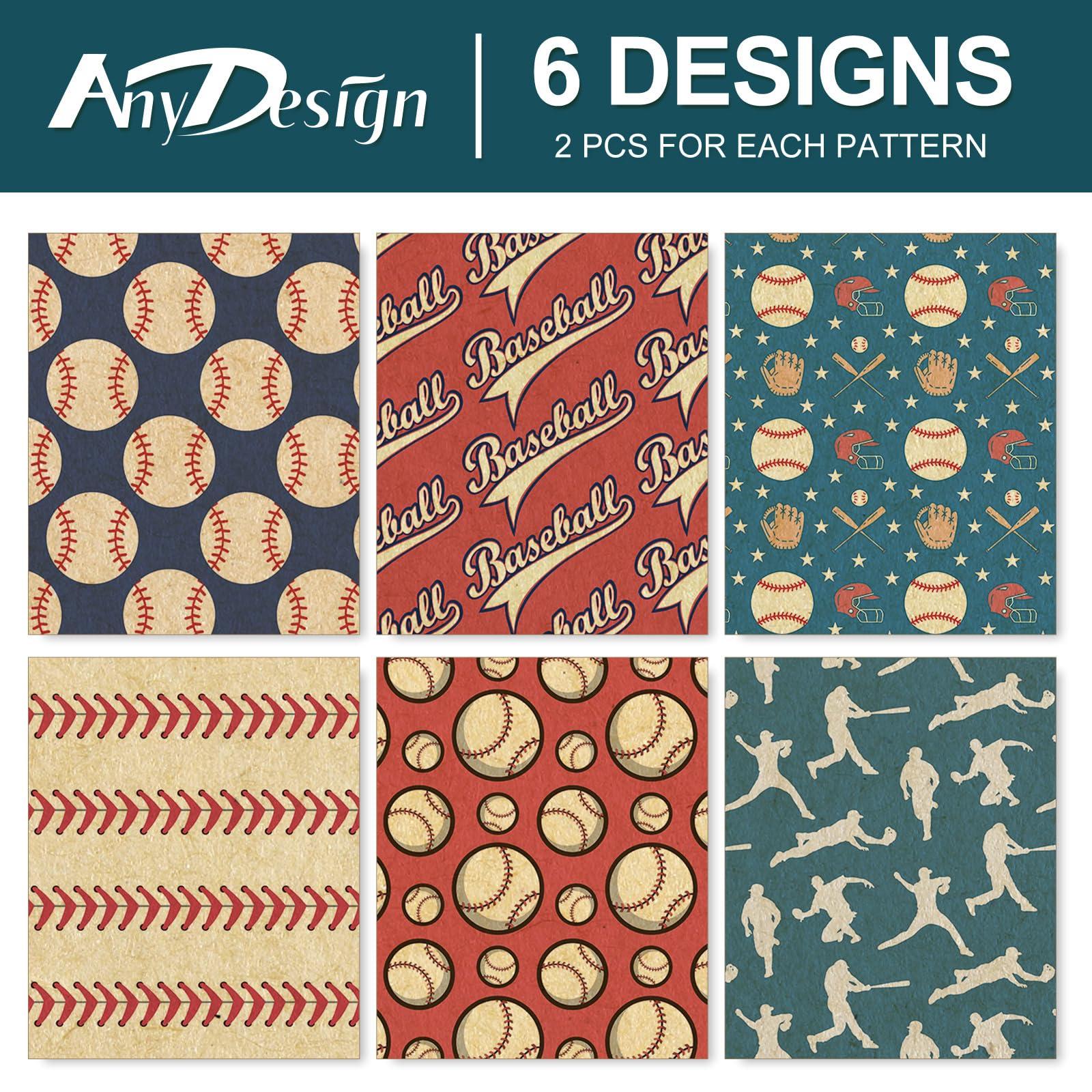 Generic Generic AnyDesign 12 Sheets Baseball Wrapping Paper -Not Roll- Red Blue Gift Wrap Paper Vintage Art Kraft Paper Folded Flat for DIY Crafts Birthday Baby Shower Party Favors Supplies, 19.7 x 27.6 Inch