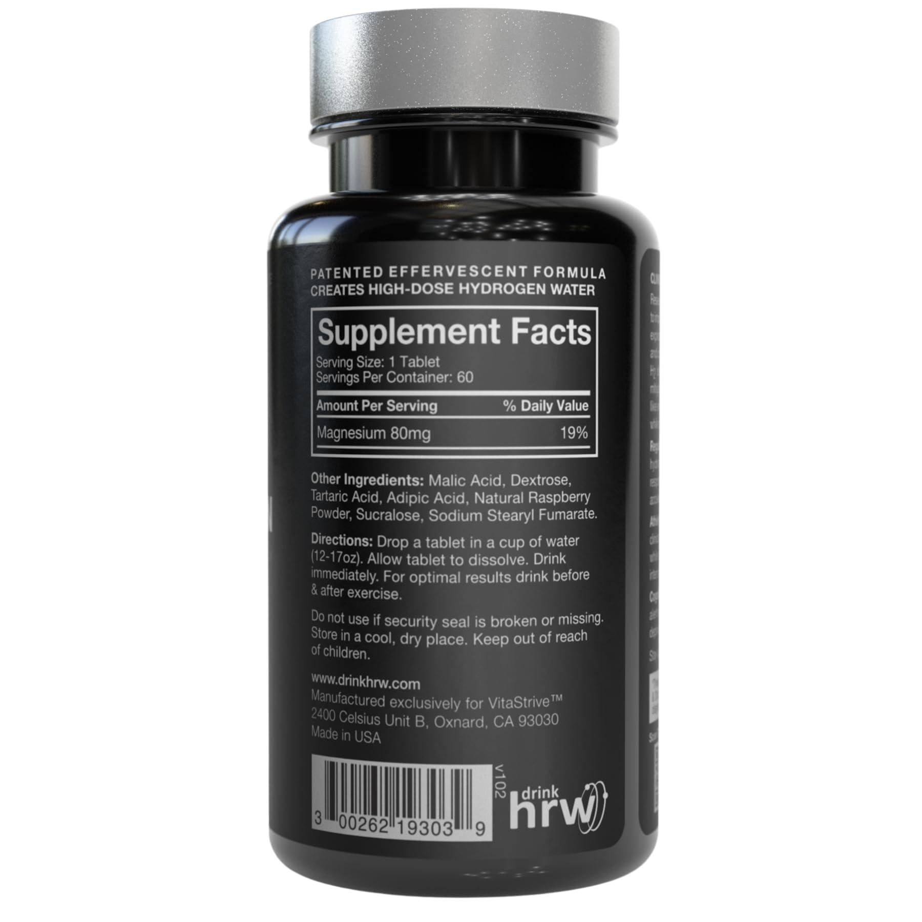 DRINK HRW Rejuvenation Sport Molecular Hydrogen Tablets: Highest Dose, and Concentration of Any Hydrogen Water Technology, Boost Energy, Improve Recovery, Support Mitochondrial Function, Raspberry