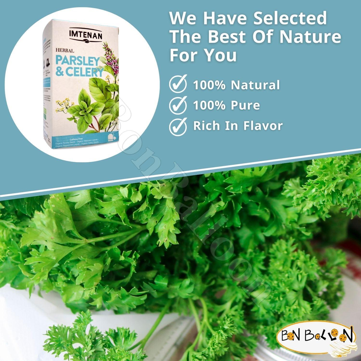 Egyptian Imtenan Natural Drink Herbal Parsley And Celery Herbal Tea Bags Herbals Herbs Herb Non Gmo No Additives No Artificial Coloring Kosher Halal (18 Bag)