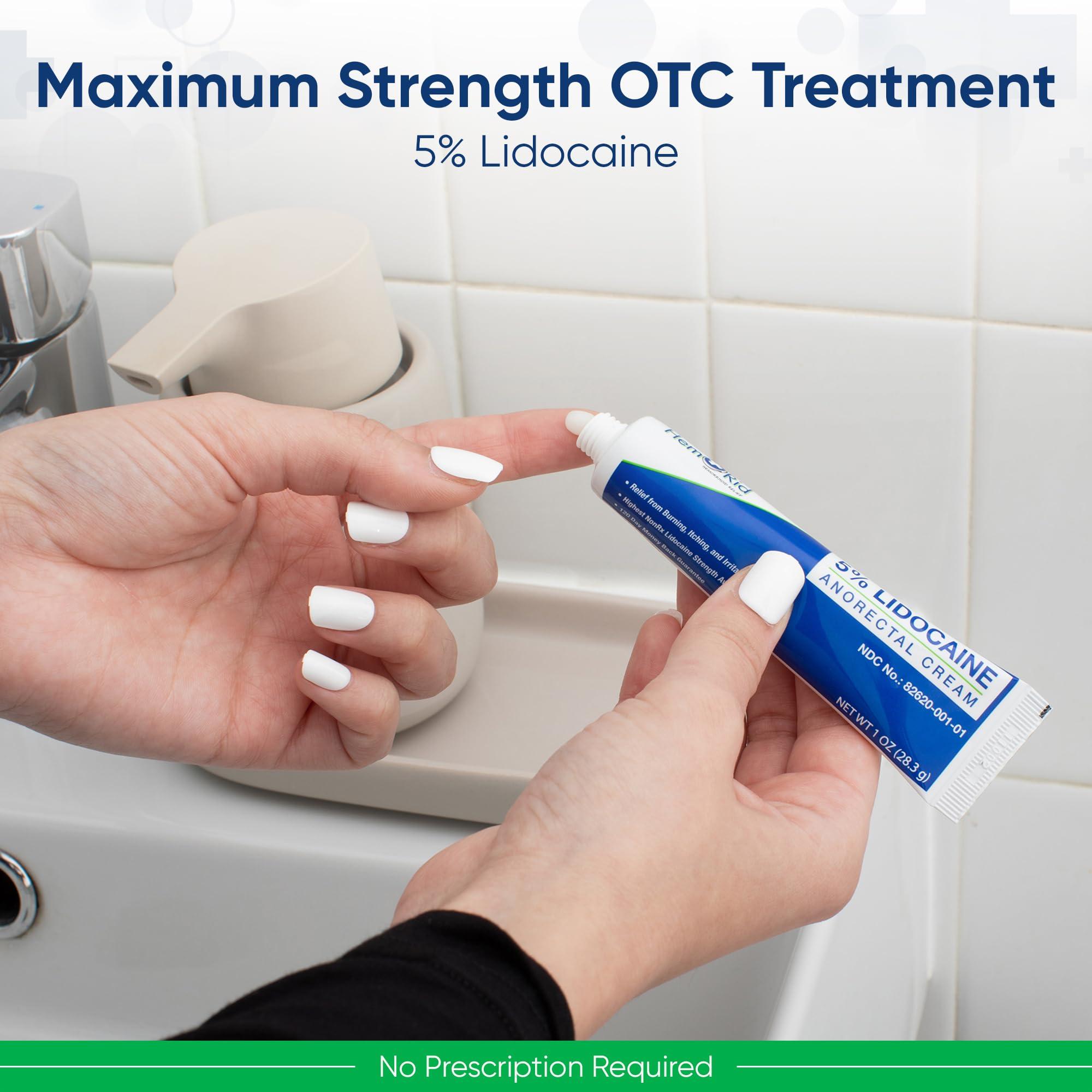 HemRid Maximum Strength Lidocaine Cream for Pain Management. Fast-Acting Hemorrhoid Solution with 5% Lidocaine. Instant Anal Itch and Numbing Effect