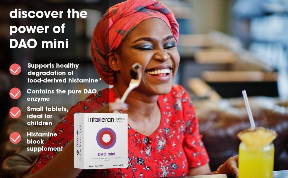 Intoleran Intoleran DAO Mini Digestive Enzymes - 60 Tablets | Supplement for Histamine Intolerance & DAO Deficiency | Healthy Histamine Levels | 30,000 HDU Pure Diamine Oxidase (DAO) Enzyme | Coated