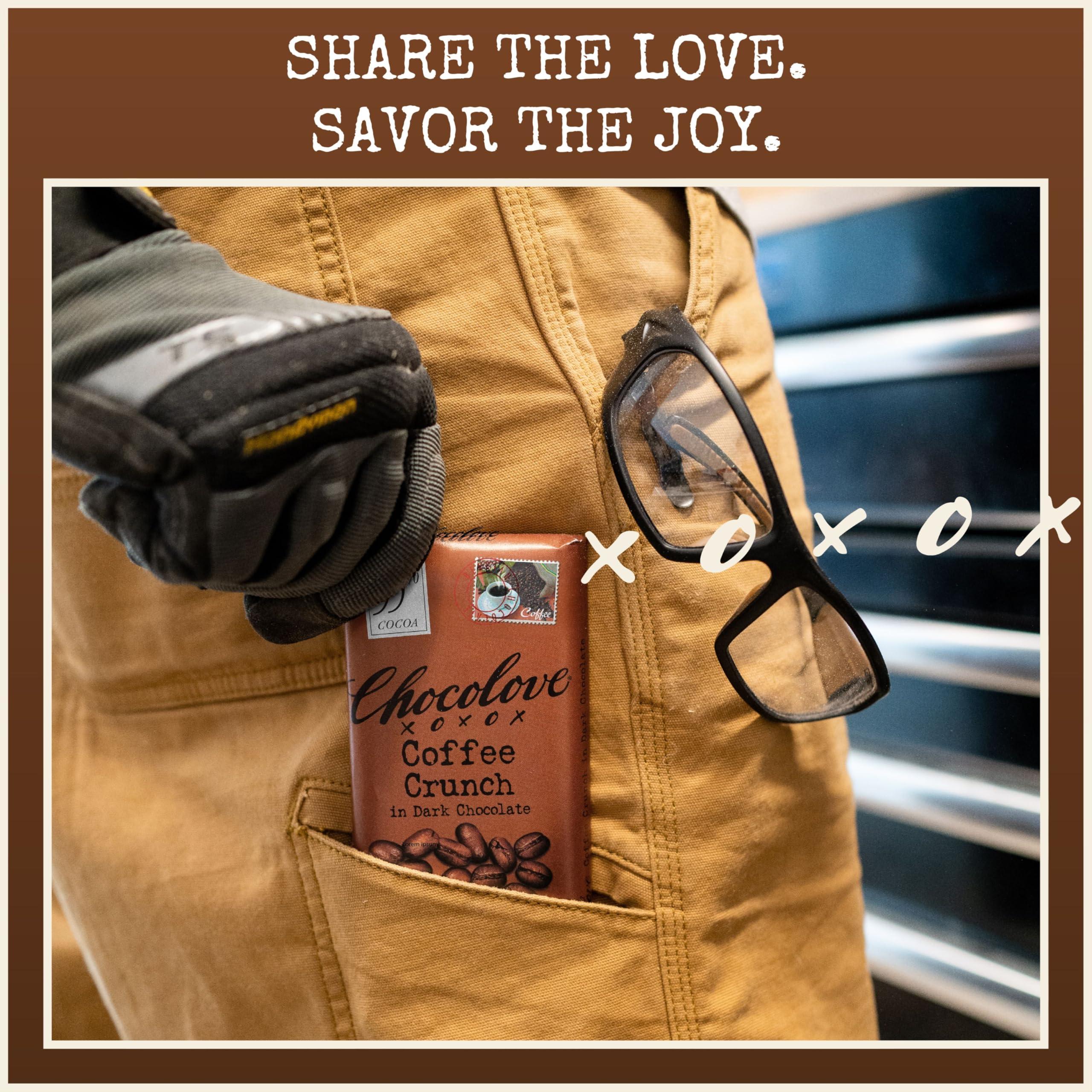 Chocolove Chocolove Coffee Crunch Dark Chocolate Bars | 55% Cocoa | Crunchy Coffee Bean Bits | Smooth & Sweet | Premium Belgian Dark Chocolate | Non GMO, Rainforest Alliance Certified, 3.2oz Bar (12 Pack)