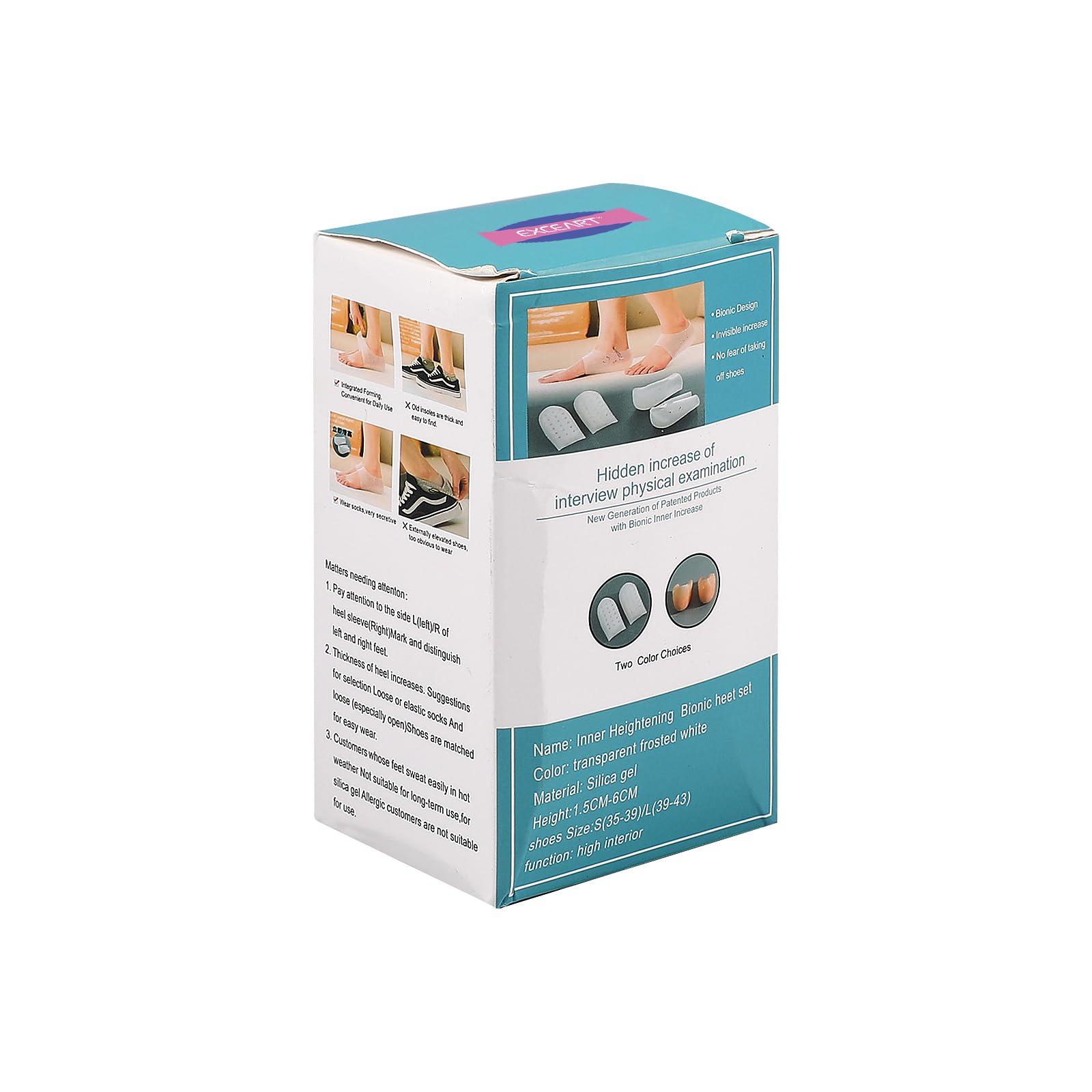 EXCEART 1 Pair Invisible Height Increase Insole, Silicone Heel Protector Invisible Heel Lift Shoe Insoles, Inserts Silicone Heightening Insoles for Men and Women Half Shoe Pad