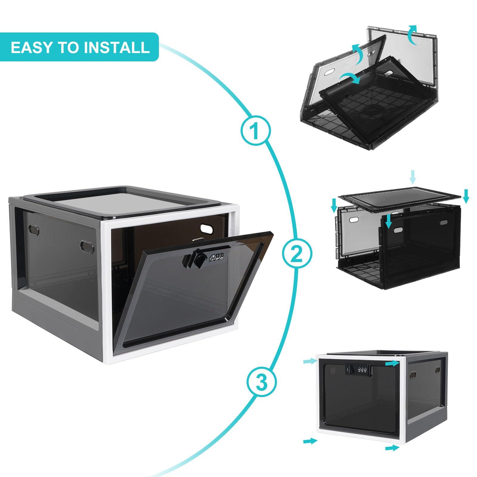 Gemaxvoled Medicine Lock Box for Safe Medication, Premium Material Lockable Storage Box Locking Organizer Bin with Combination Code for Fridge Food/Snacks/Phone/Tablet Jail/Home/Office Storage Lockers