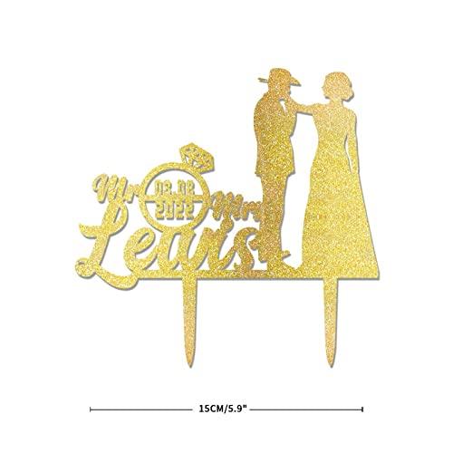 Mousus Glitter Mr Mrs Wedding Cake Toppers Personalized Last Name Wedding Cake Topper Custom Family Name Est Date Cake Topper Anniversary Baptism Cake Topper Engagement Cake Topper Wedding Party Decoration