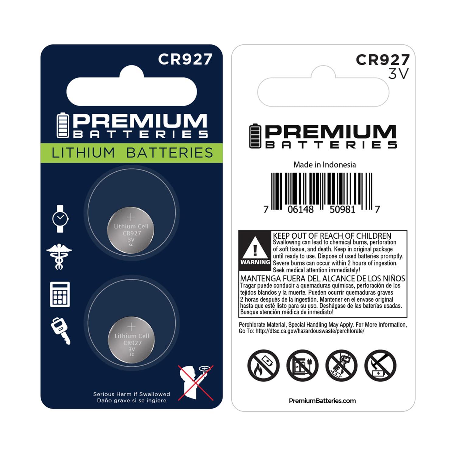 Premium Batteries Premium CR927 Lithium 3V Coin Cell - Japanese Engineered High Capacity Batteries (4 Pack)