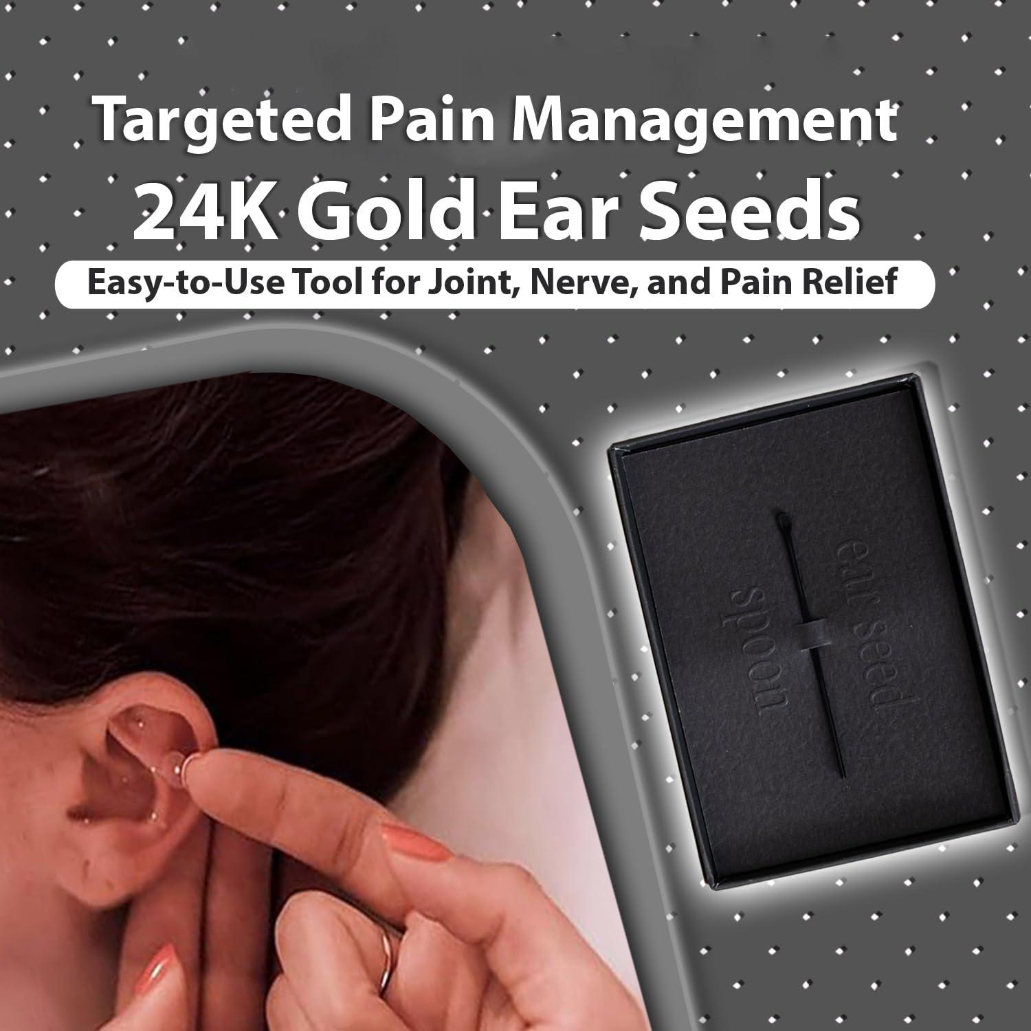 Vie Healing Vie Healing 24k Gold Acupressure Ear Seeds - Reflexology, Ear Seed Chart - Best Ear Seeding Kit - Acupressure Beads - 40+ Solutions & 24k Gold Ear Seeds Acupuncture Kit - Suitable for Adults