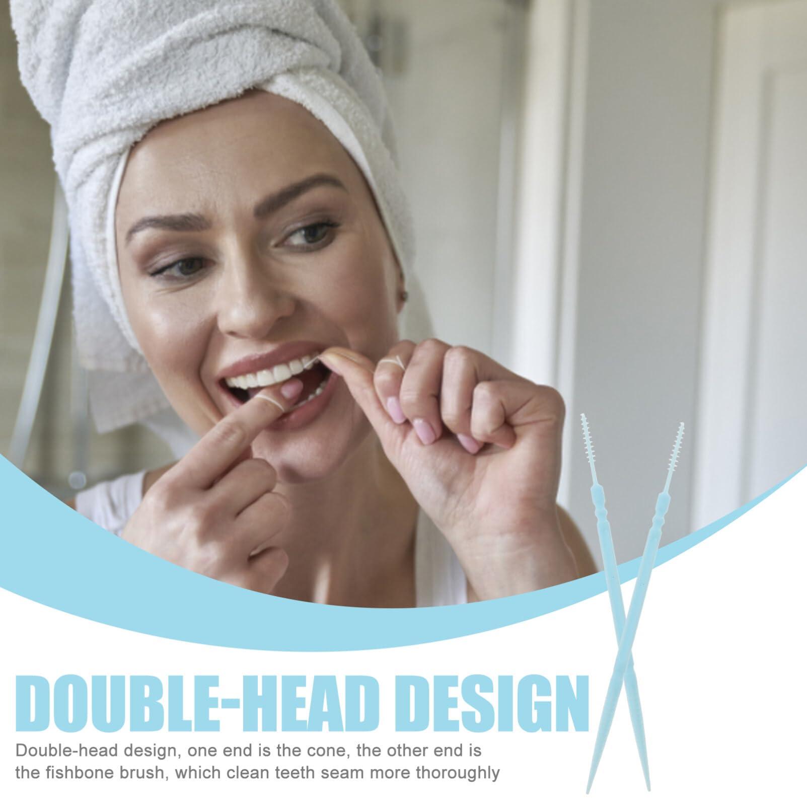 Healvian Healvian 1100pcs Brush Picks Brushless Toothpicks Dual Ended Tooth Pick Gumballs Toothpick Floss Tooth Floss Cleaning Gadgets for Teeth Toothpick Brush Toothbrush Boy Toothpicks White