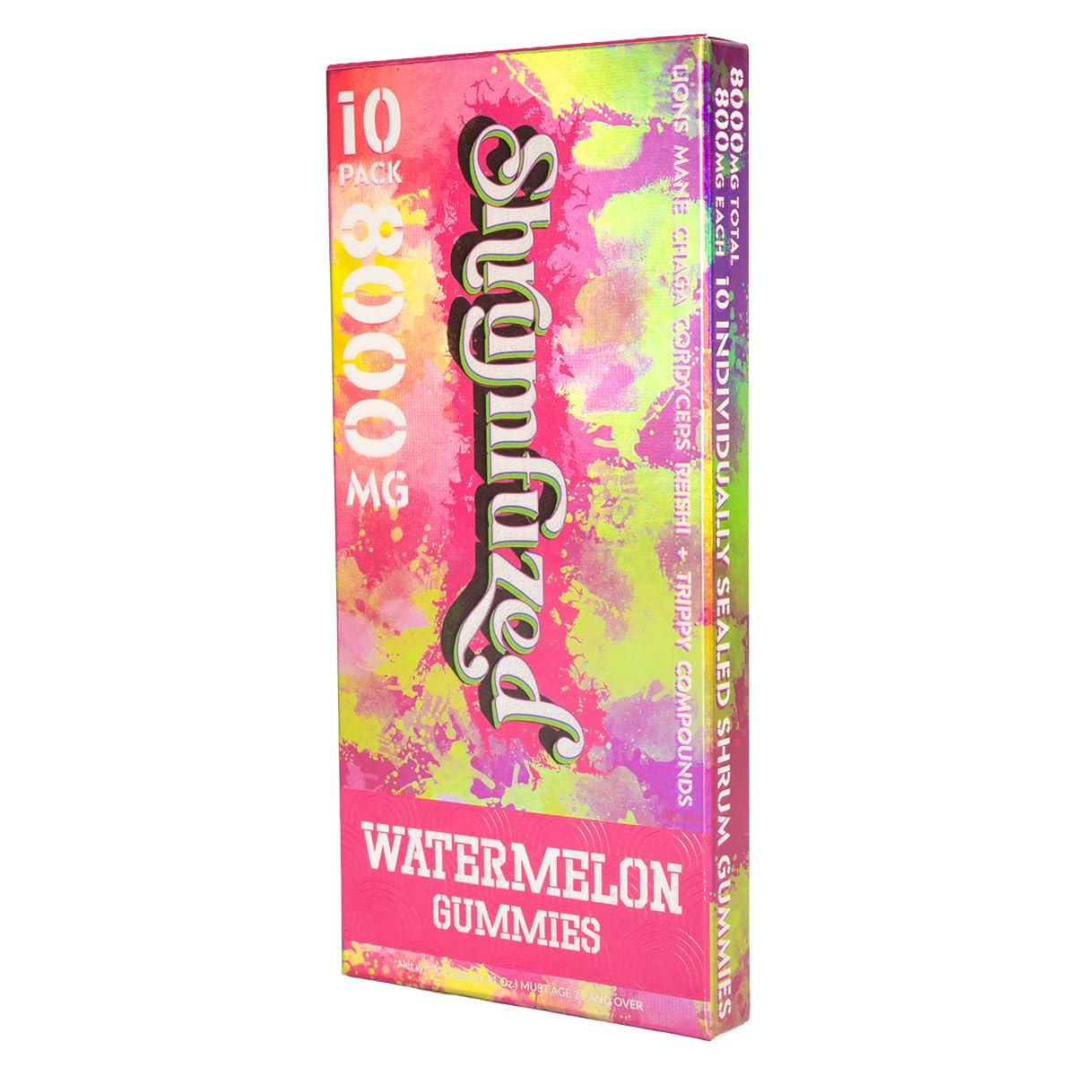 Shrumfuzed Shrumfuzed - Proprietary Nootropic Gummy 8000mg - Lion\'s Mane, Reishi, Chaga, and Cordycep Nootropic Tripee Mushroom Blend (10, Watermelon)