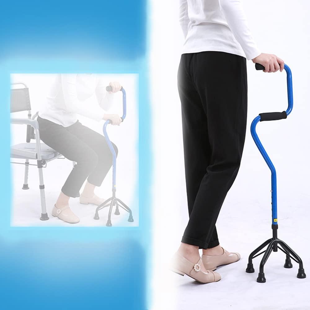 KADEUX KADEUX Adjustable Walking Stick Offset Canes, Sit to Stand Walking Cane, Lightweight Quad Cane for Seniors, Handicap, with 4-Pronged Base, Non-Slip