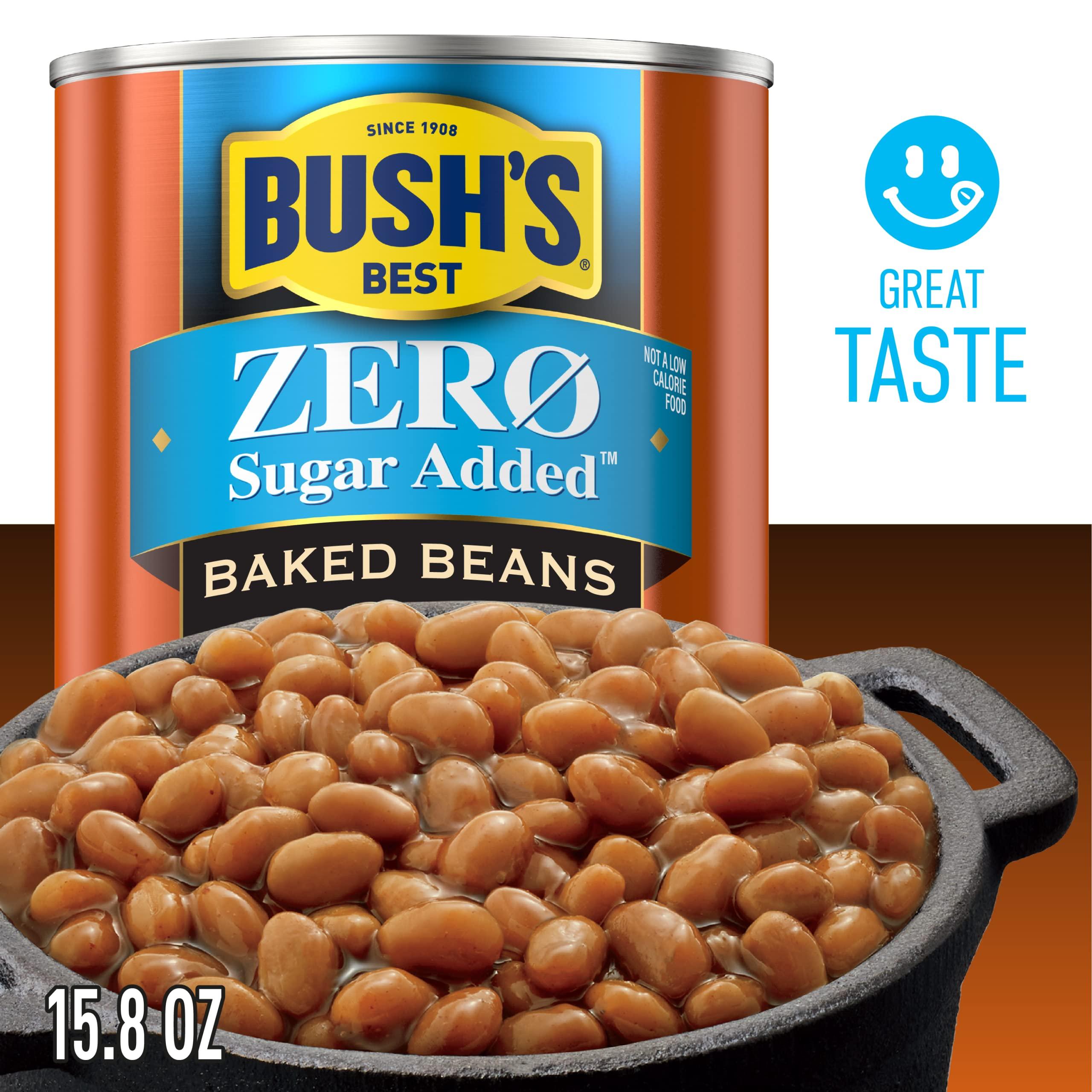 Bush\'s Best BUSH\'S BEST 15.8 oz Zero Sugar Baked Beans, Source Of Plant Based Protein and Fiber, Low Fat, Gluten Free, (Pack of 12)
