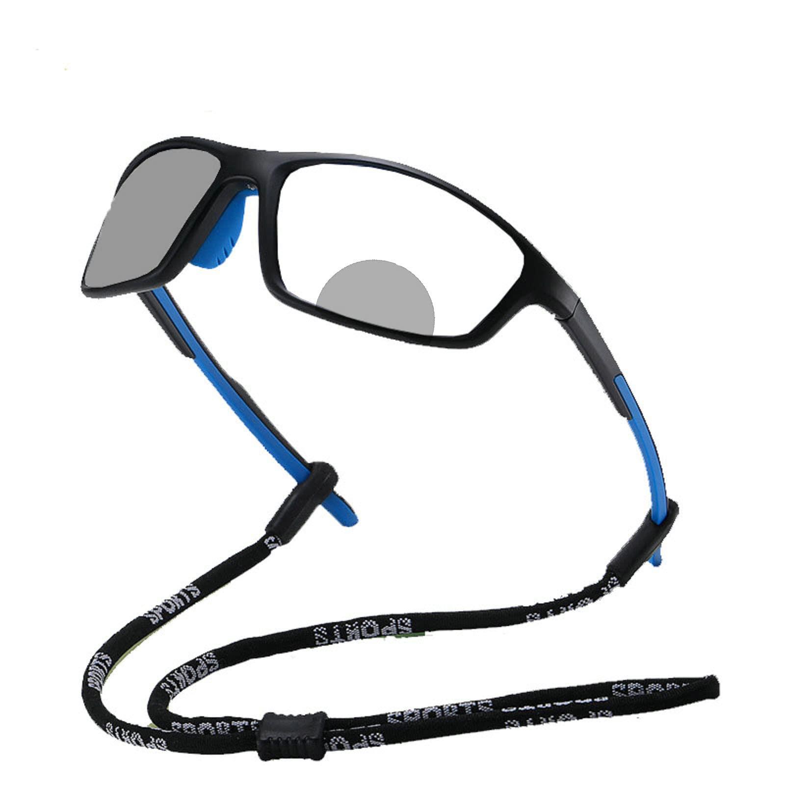 willochra outdoor Transition Photochromic Bifocal Reading Glasses for Men 2pcs Sun protection Sports Presbyopia Sunglasses reader (2pcs-black red&blue, 3.0, multiplier_x)