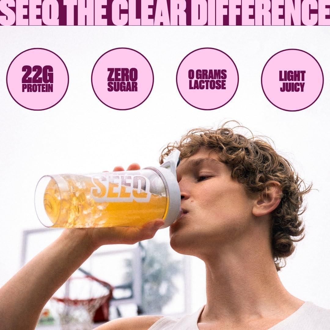 SEEQ SEEQ Clear Whey Isolate Protein Powder, Fruit Punch, 25 Servings, 22g Protein Per Serving, Sugar-Free, Keto-Friendly, Soy-Free Clear Protein Powder, Juice-Like Protein