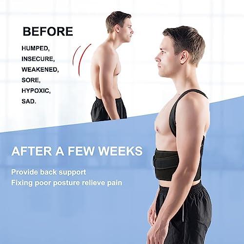 LUXRUB Posture Corrector Back Brace For Men And Women, Adjustable Lumbar Support For Posture Improving And Pain Relief, Full Back Support Belt For Neck, Shoulder, Waist Pain (Color : Black, Size : Large)