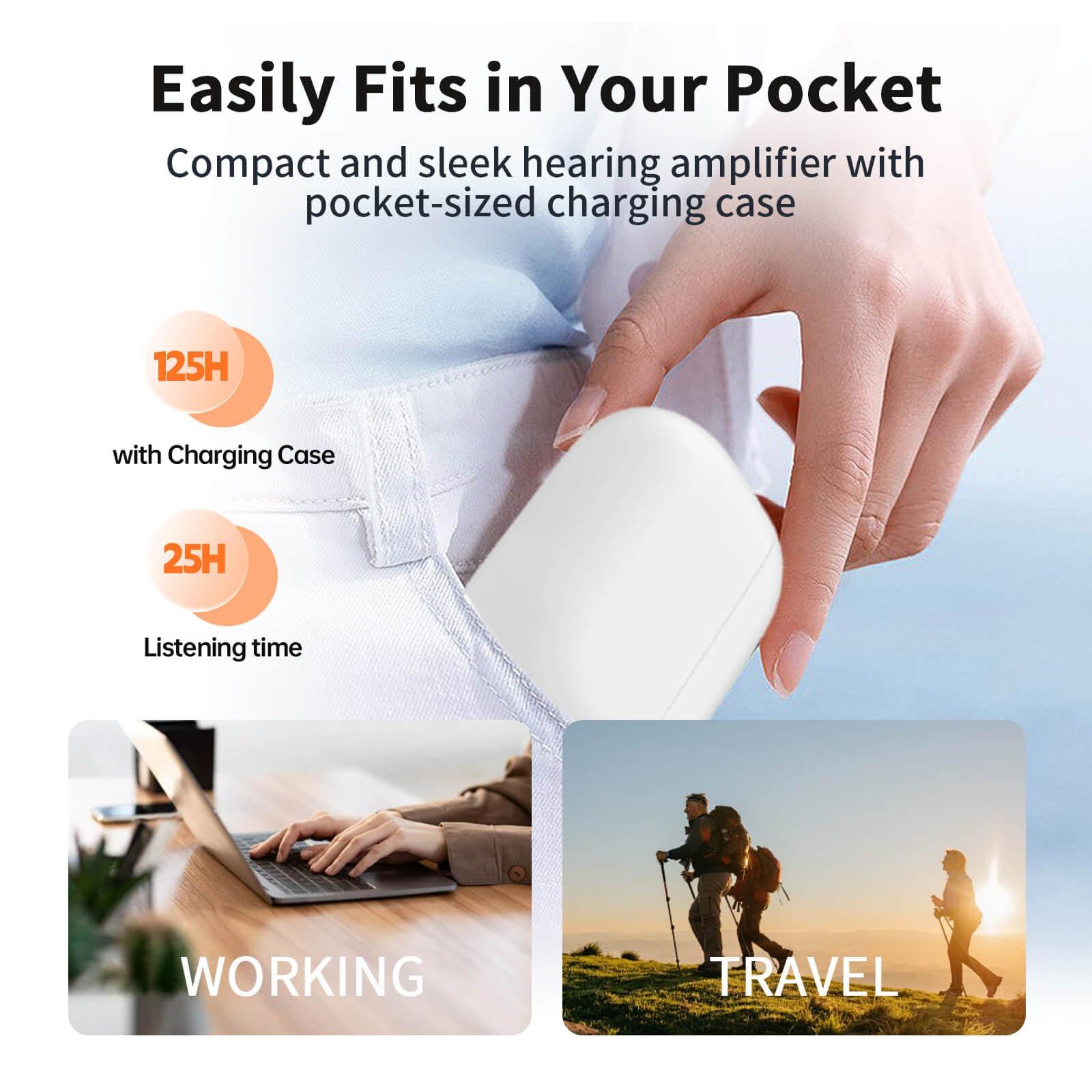 sierescon Sierescon Nano Digital Rechargeable Hearing Aids for Seniors - Completely-in-Canal Hearing Amplifier for Seniors with Noise Reduction, Pair (Blue &Red)