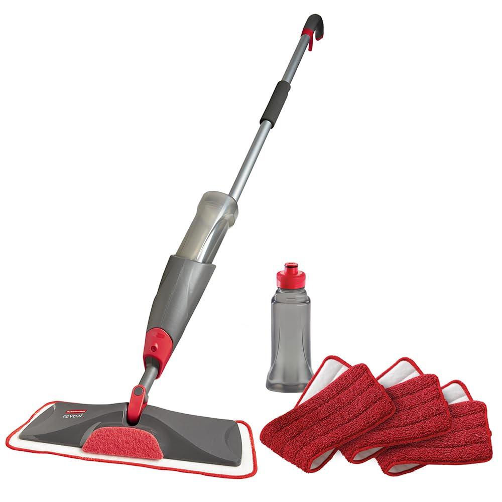 Rubbermaid Rubbermaid Reveal Spray Mop Floor Cleaning Kit, 3 Reusable Microfiber Wet Pads, 1 Refillable Bottle, Cordless, Multi-Surface Mopping for All Home/Bathroom/Office Floors