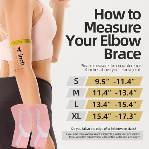 Cinlitek Cinlitek Elbow Support Brace for Women and Men,Elbow Compression Sleeve, for Golfers Elbow, Tennis Elbow, Arthritis, Weightlifting, Tendonitis,Gym,Workouts,Reduce Joint Pain(Pink, X-Large)