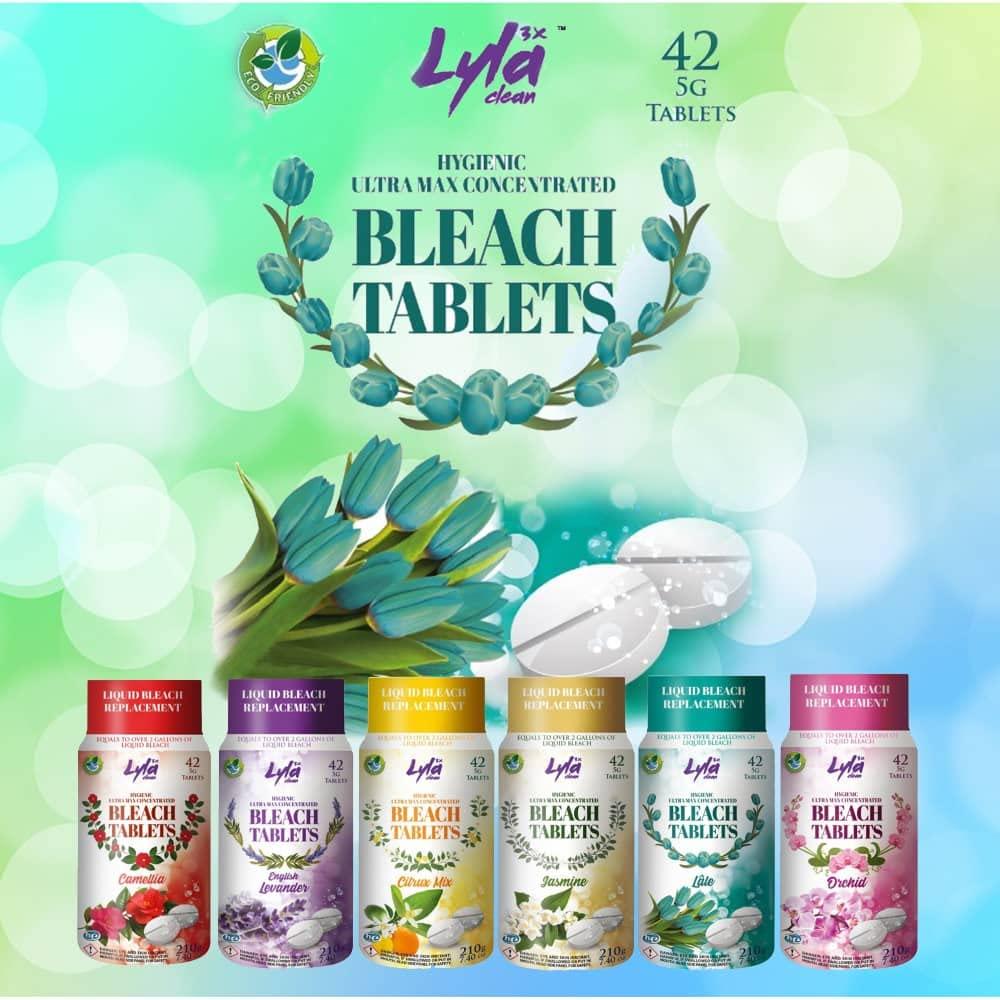 Lyla 3x clean Lyla 3X Clean Ultra Max Bleach Tablets for Laundry and Cleaning. 42 Tablets 7.4 OZ Phosphate Free Replaces Liquid Bleach (Levander)