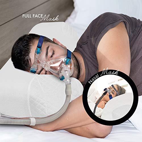 BALIBETOV Ergonomic CPAP Pillow for Side Sleepers Full Mask Compatible - Comfy Memory Foam CPAP Pillows For Side and Back Sleepers , Stomach Too - Reduce Air Leaks & Mask Pressure for a Better Sleep (Natural)