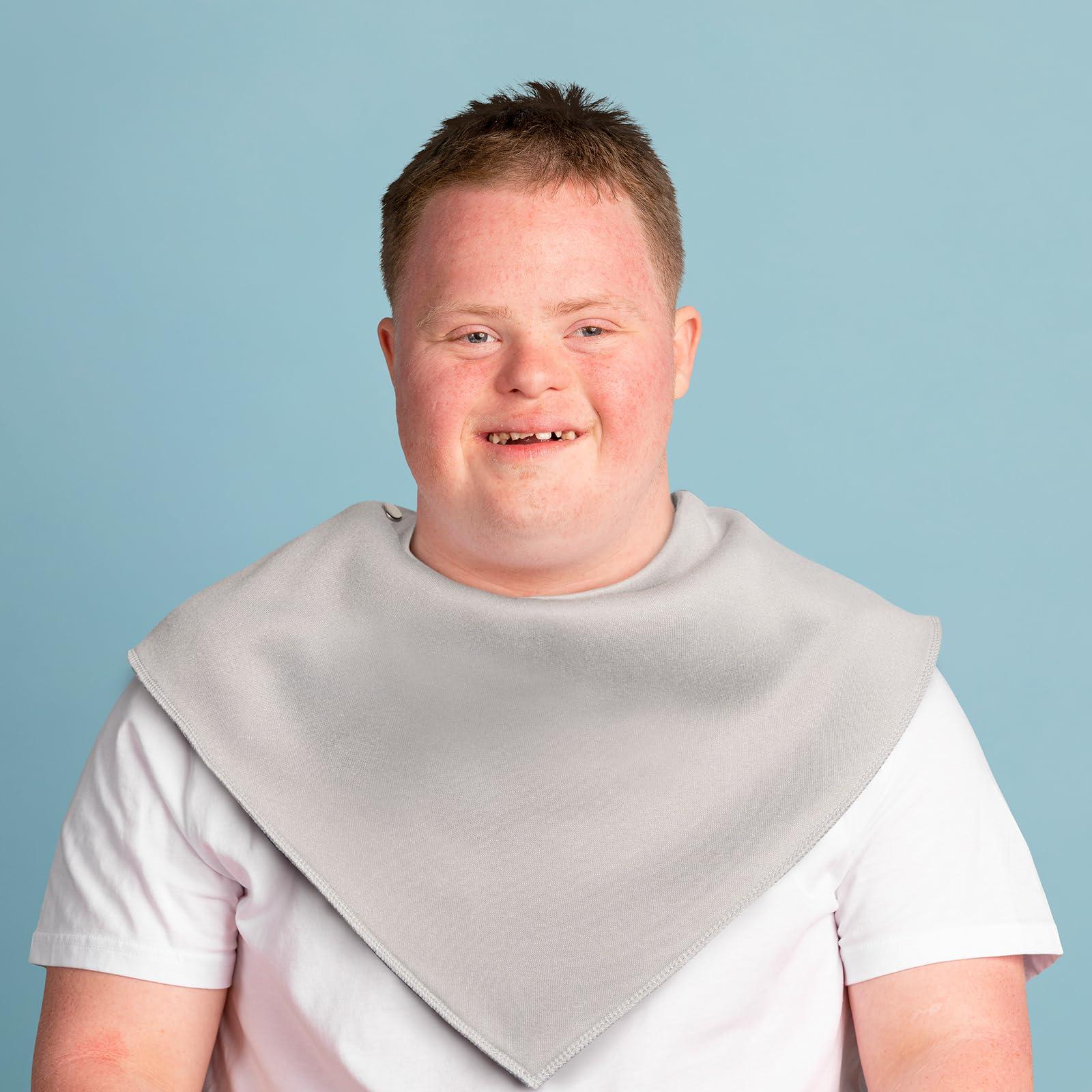 BozenTek Adult Drool Bib for Special Needs, 3 Pk Soft Absorbent Large Bandana Bibs Set for Kids 4+, Men Women, Teens & Adults, Special need bibs for Teens, Washable adult drool bibs