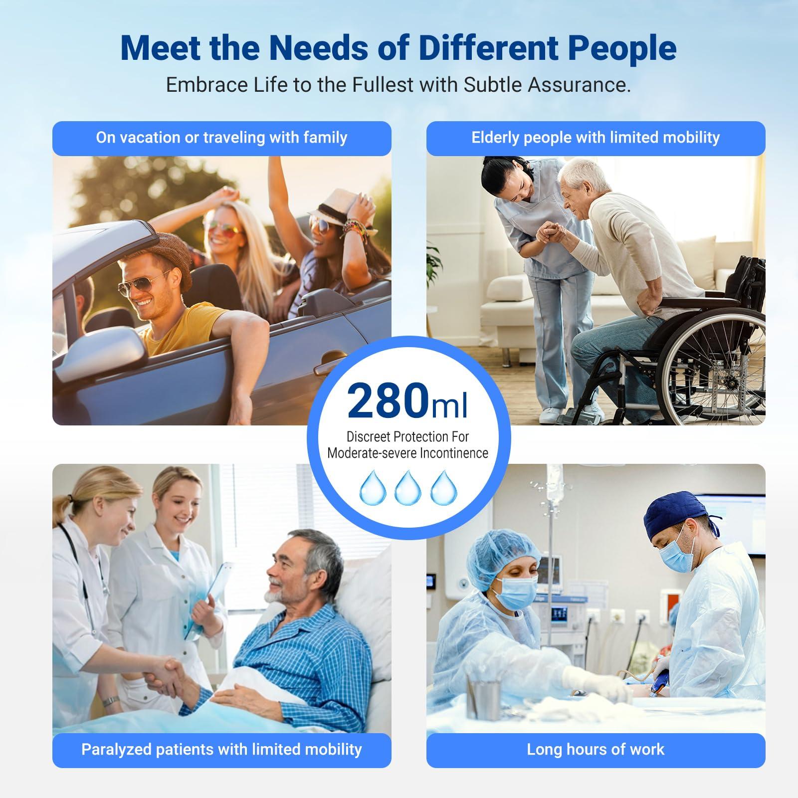 AutoTime Men\'s Incontinence Underwear 2PCS Incontinence Boxer Briefs Absorption Protection Washable Incontinence Underwear for Men Leak Proof Underwear with Front & Rear Absorbent Area 200ML (Blue, Small)