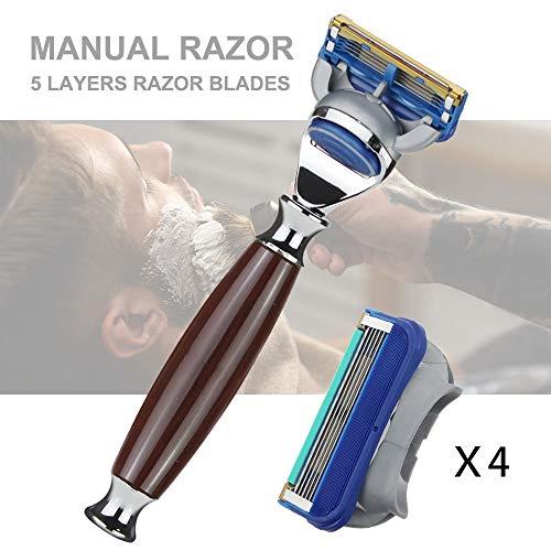 no logo Shaver Q Luxury Mens Gift Safety Razor Set Safety Razor Blades Shaving Stick Razor 5 Layers Razor Blades