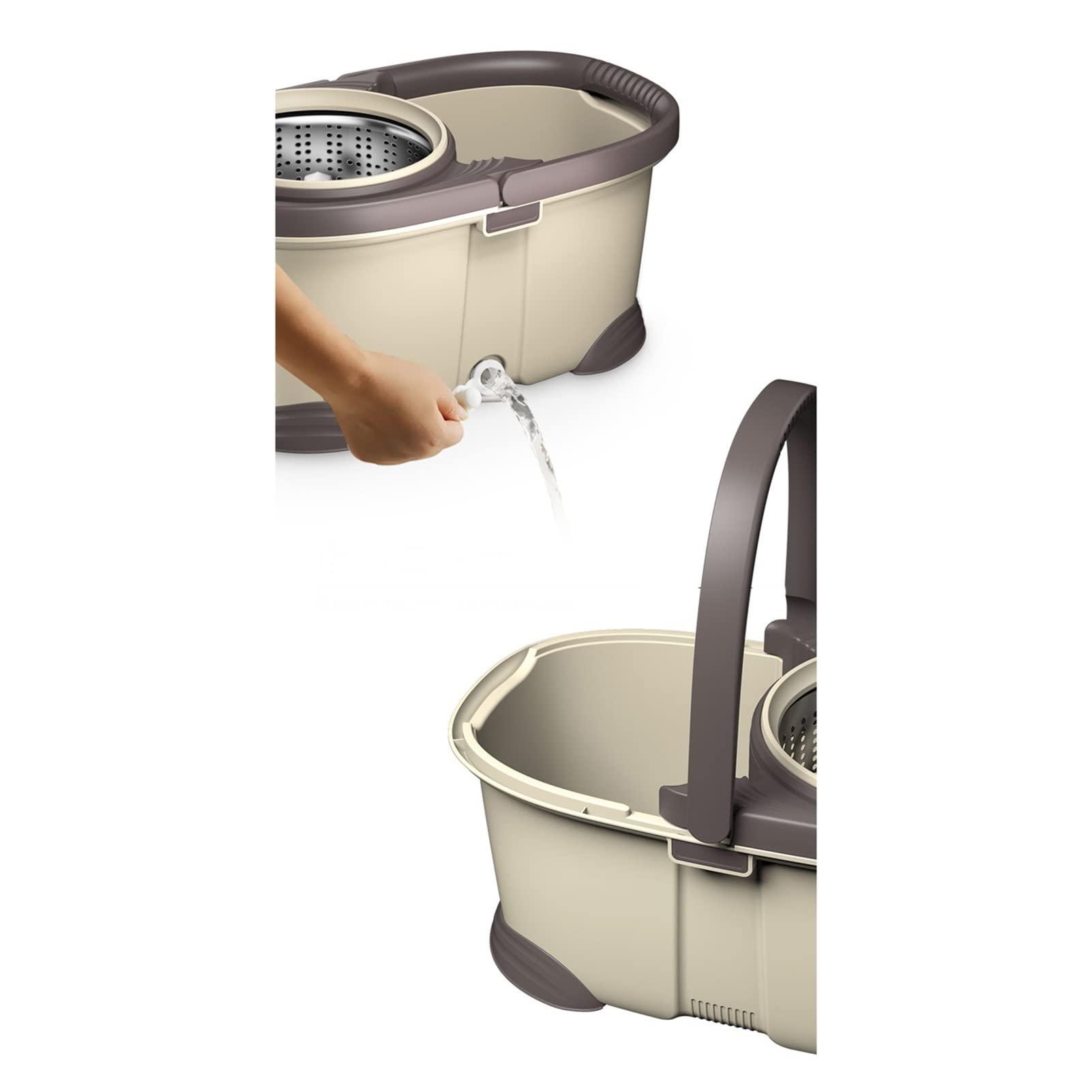 CLoxks Spin Mop and Bucket Set Spin Mop and Bucket with Wringer Set - for Home Kitchen Floor Cleaning - Wet/Dry Usage on Hardwood & Tile Microfiber Spin Mop (Color : 3 mop Heads)