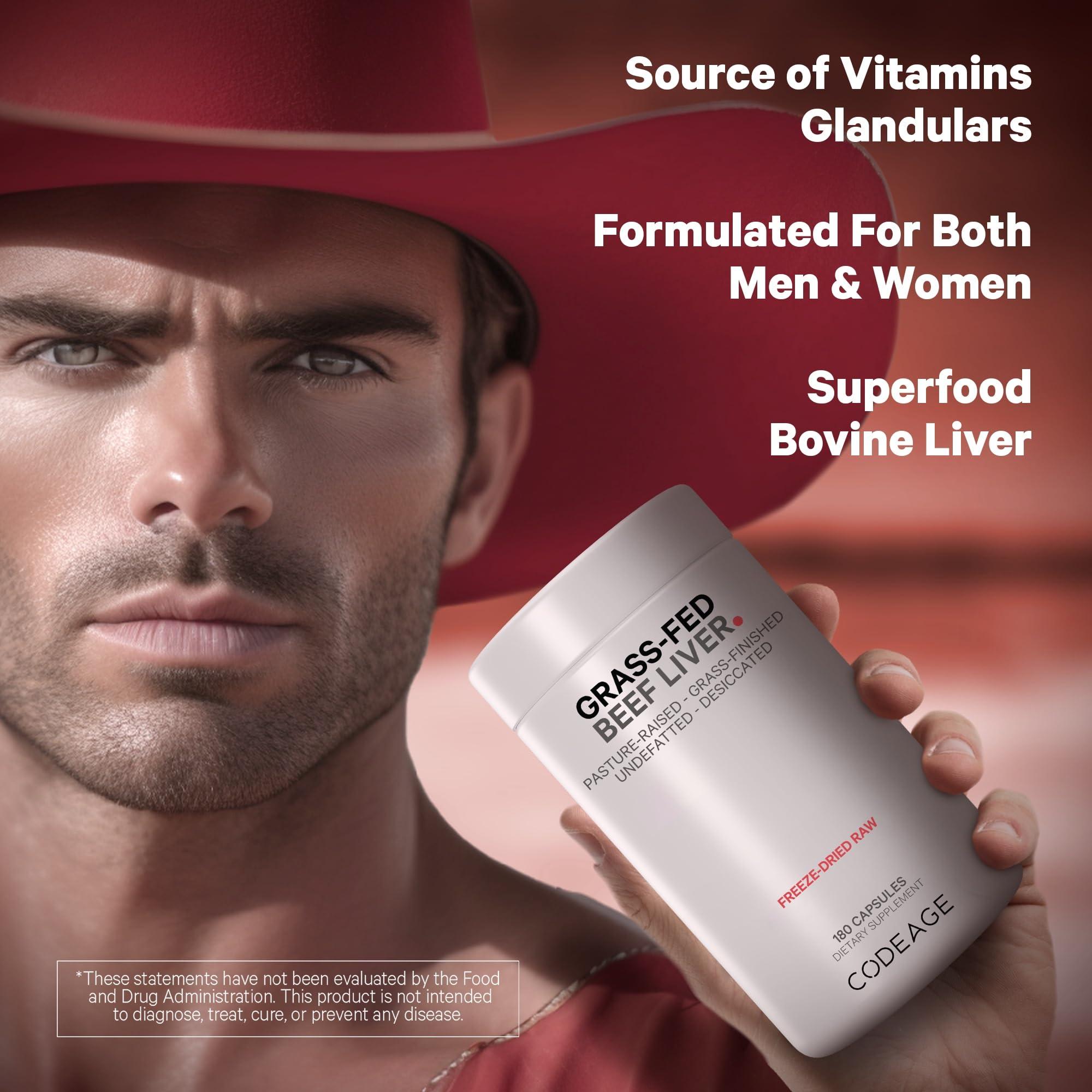 Codeage Codeage Grass Fed Beef Liver Supplement Superfood, Freeze Dried, Non-Defatted, Desiccated Beef Liver Glandulars Bovine Pills, Liver Health, Pasture Raised Beef Vitamins, Non-GMO - 2 Pack