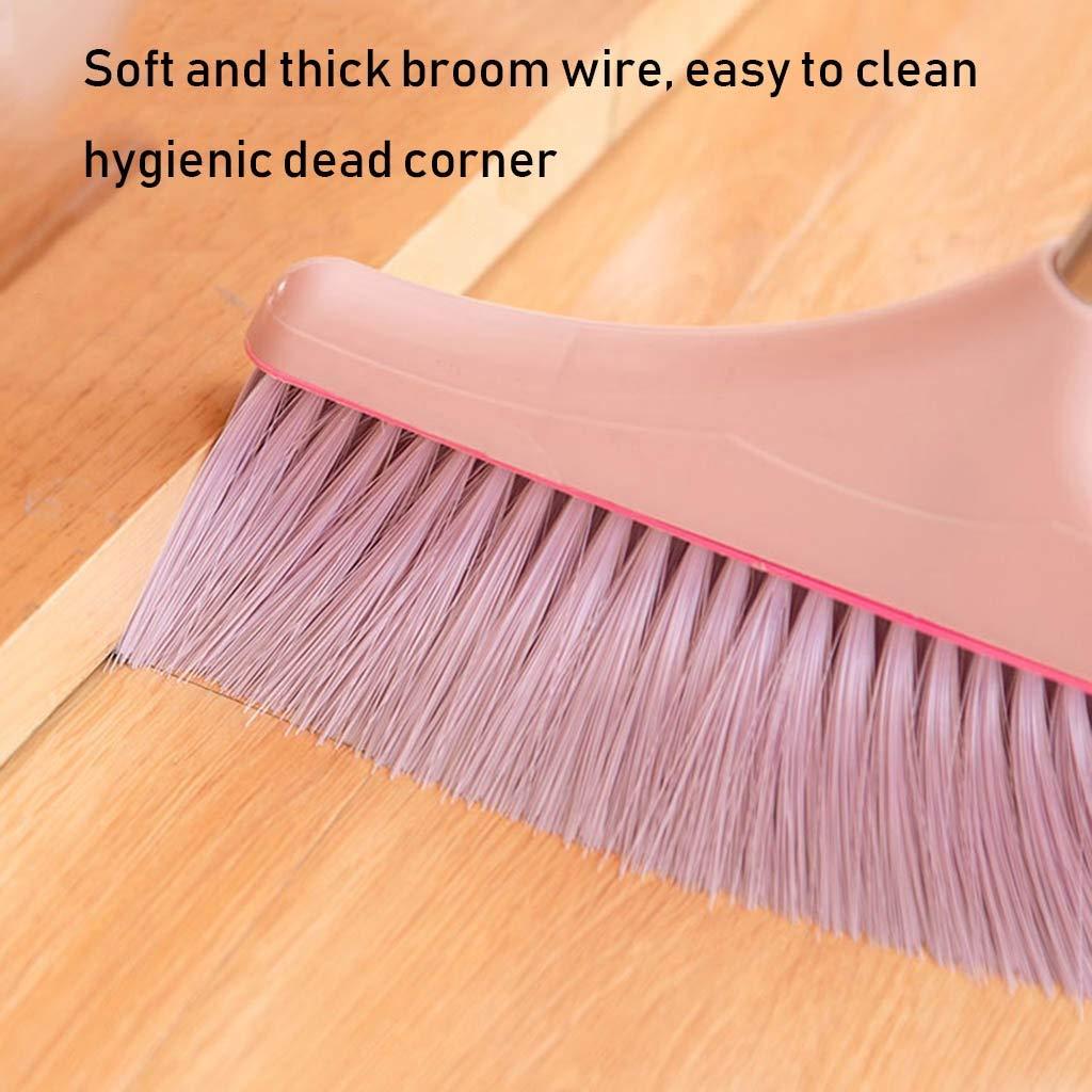 Brush with Bamboo brooms NLIAN- Long Handled Dustpan and Brush Set, 75 Bevel Stand Up Design Accommodates Any Hand Brush Best Dustpans for Home Lobby Shop Garage (Color : Pink)