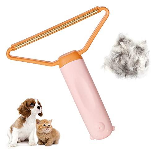Generic Pet Hair Remover Portable, Dog Lint Remover,Cat Hair CleanerReusable Pet Hair and Lint Remover, Dual-Head Portable Cleaner for Carpet, Car and Fur, 3 Color Options for Rug Scraper Tool (Pink)
