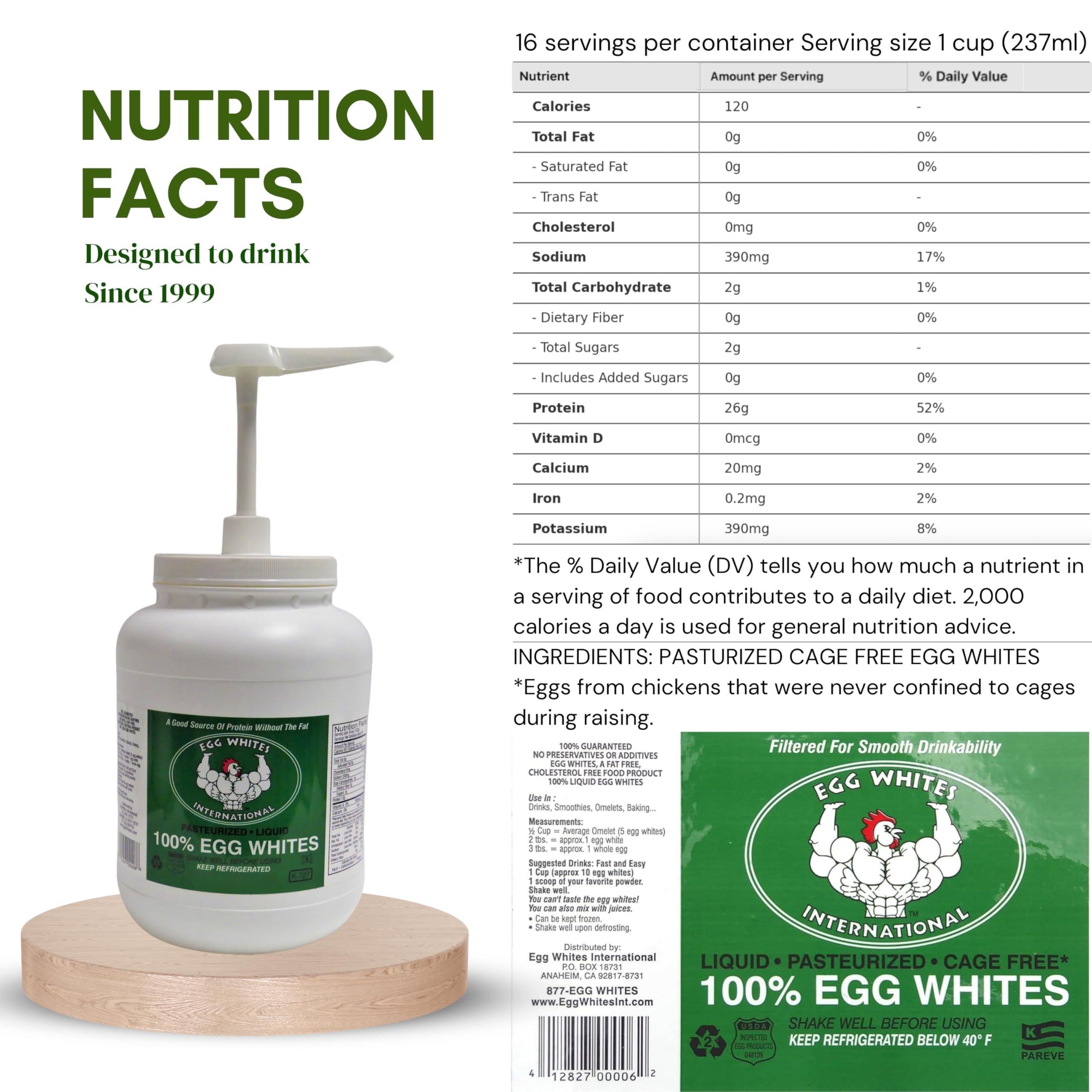 EGG WHITES INTERNATIONAL WWW.EGGWHITESINT.COM Egg Whites International 100% Pure Liquid Egg White Protein Designed to Drink. NOW 100% CAGE FREE (1 Gallon & Pump)