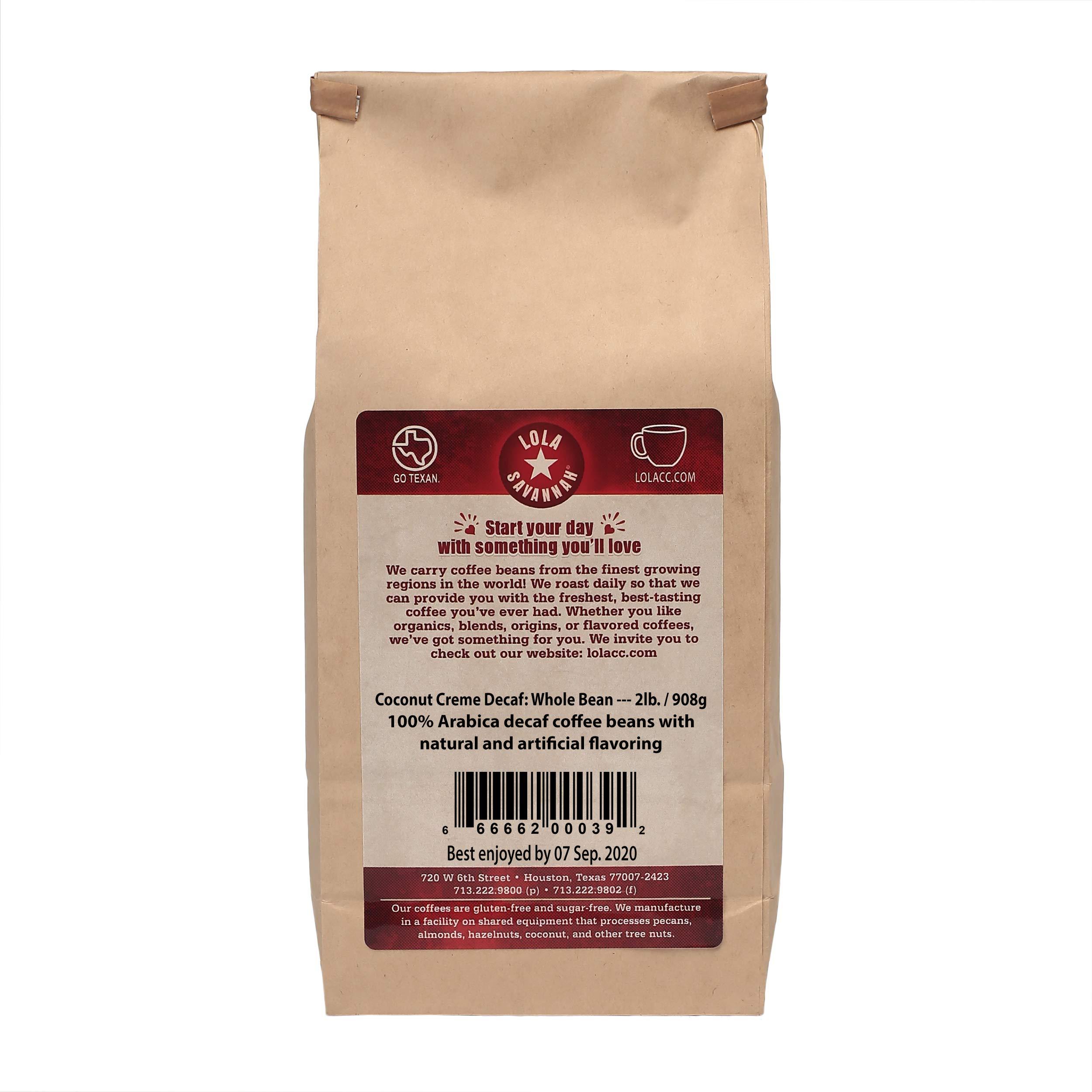 Lola Savannah Lola Savannah Coconut Crme Whole Bean Decaf Coffee, 2lb
