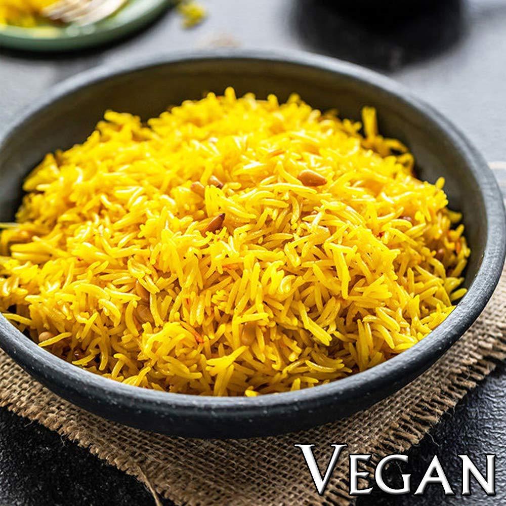 Golden Golden Crown Premium Saffron Yellow Rice, Healthy and Nutritious Non-GMO Verified, Naturally Aged Low in Fat 100% Authentic Halal Long Grains - 32 oz (2LB)