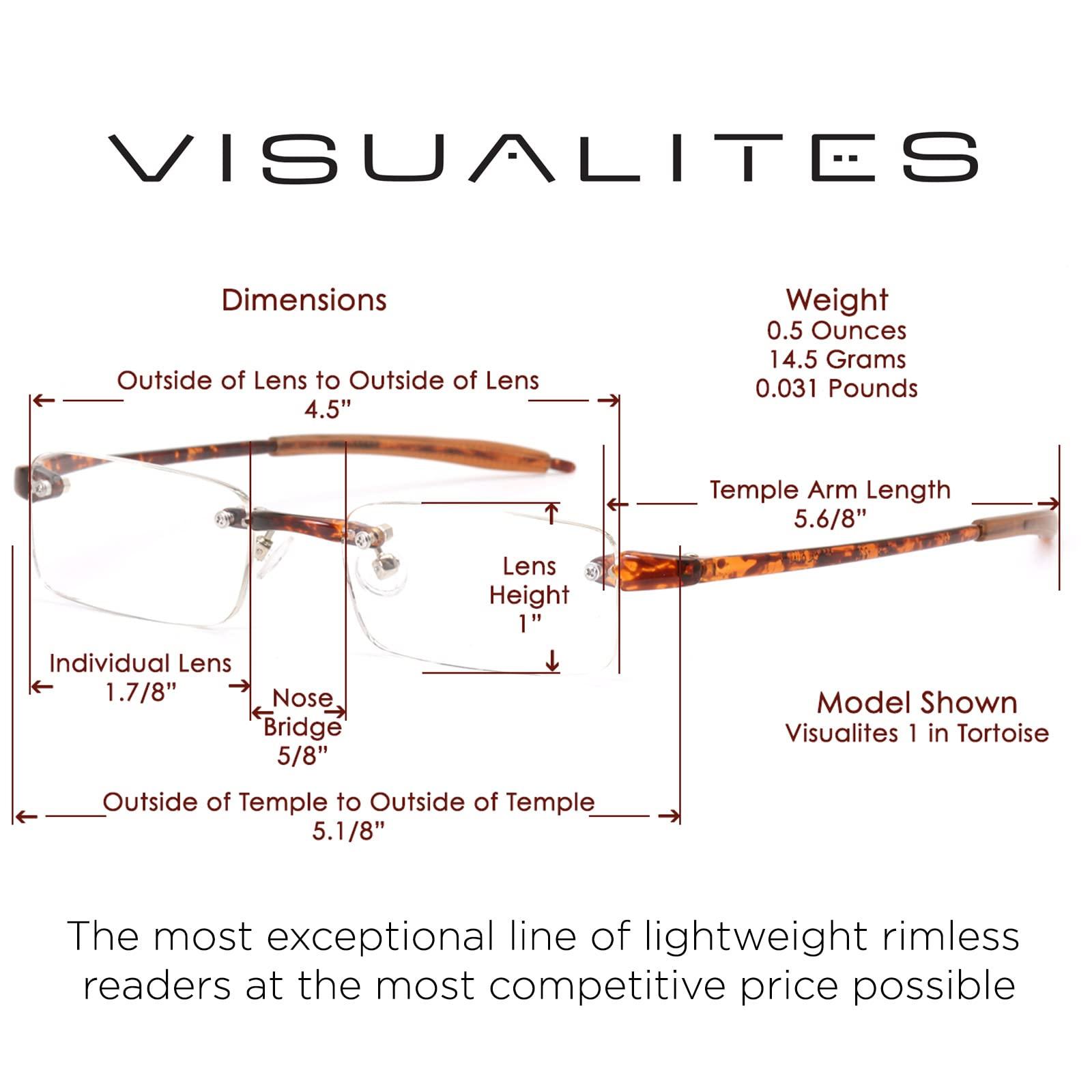 Visualites Visualites 1 Sky Blue 1.00 Power Lightweight Rimless Reading Glasses For Men and Women