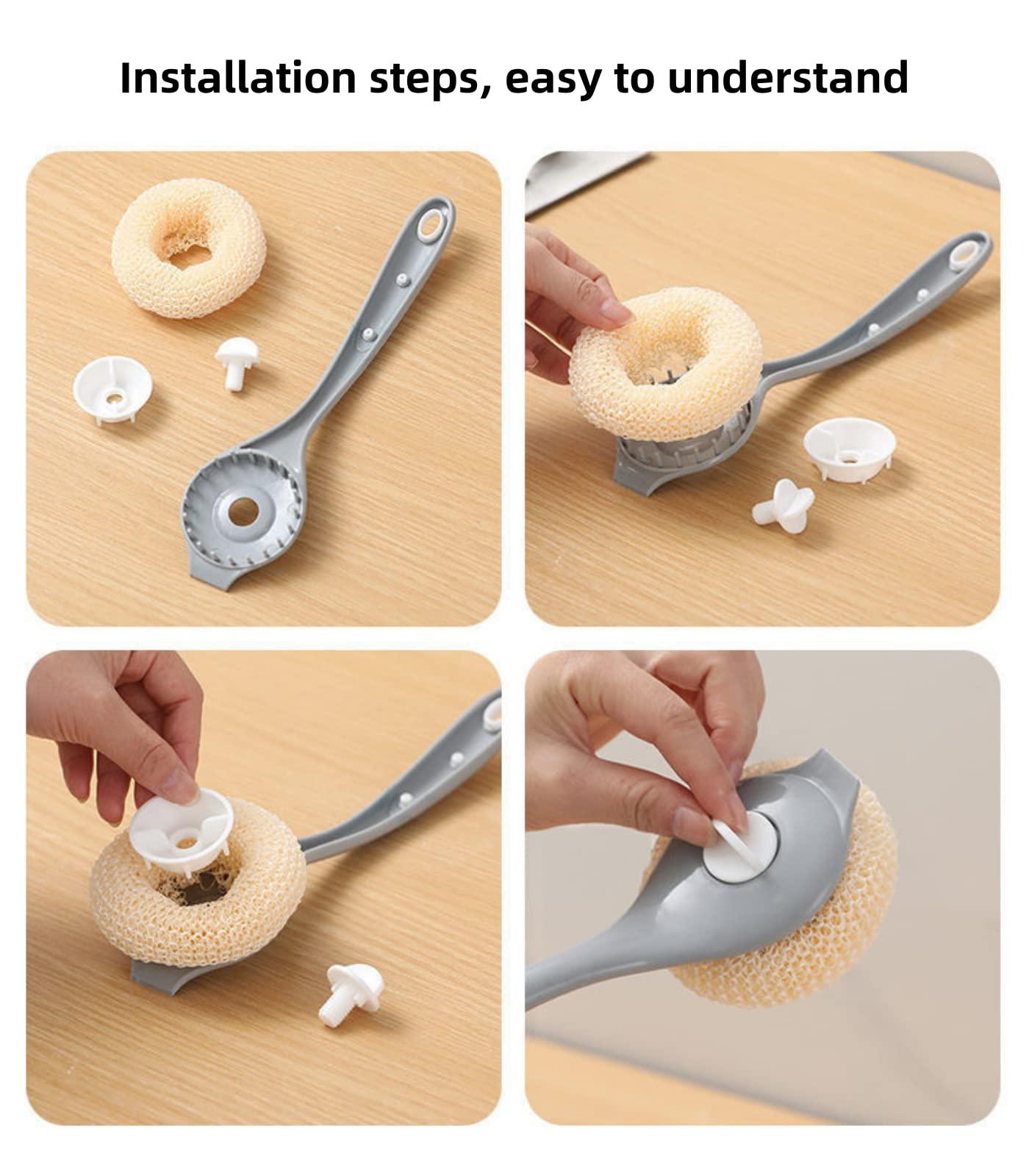 BeyondNice BeyondNice Metal & Plastic Dish Brush with Handle, Scrub Brush for Cleaning Kitchen and Washing Dishes, for Sink, Pots, Pans, Cleaning Brushes Tools (Blue,Three)