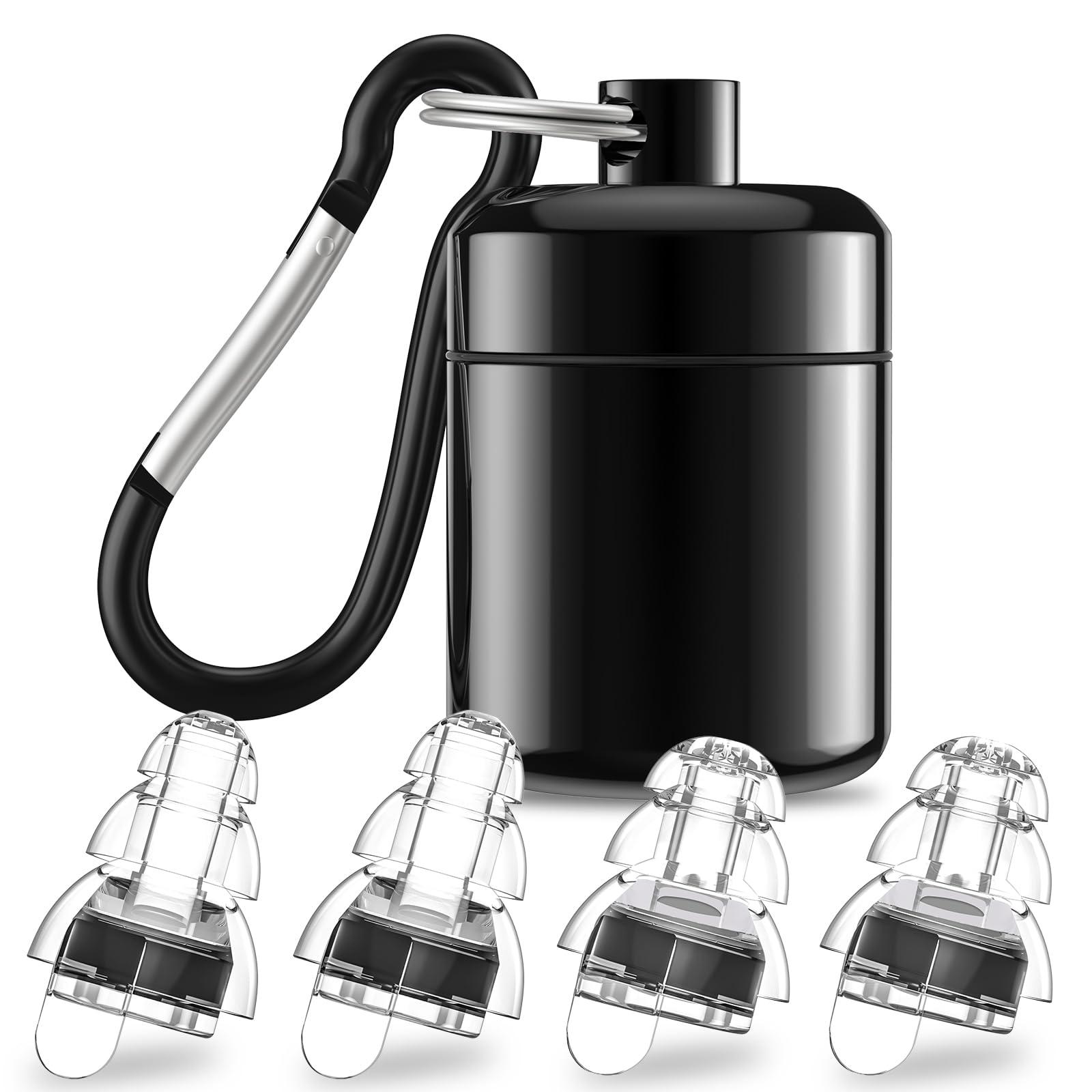 YomauiYee High Fidelity Concert Earplugs for Concerts MusiciansEarplugs for noise reduction24db Advanced Filter Technology Ear Protection for Music Festivals,DJ\'s, Nightclub, Drummers - 2 PairsBlack