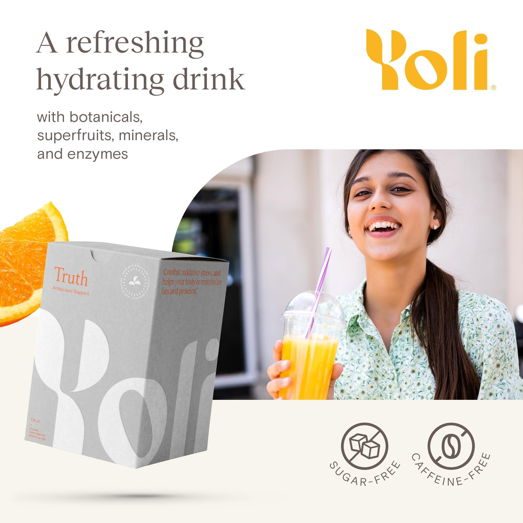 Yoli Yoli Truth Antioxidant and Immune Support Supplement with Vitamin C, Botanicals, Superfruits, and Minerals - Citrus, 30 Packets