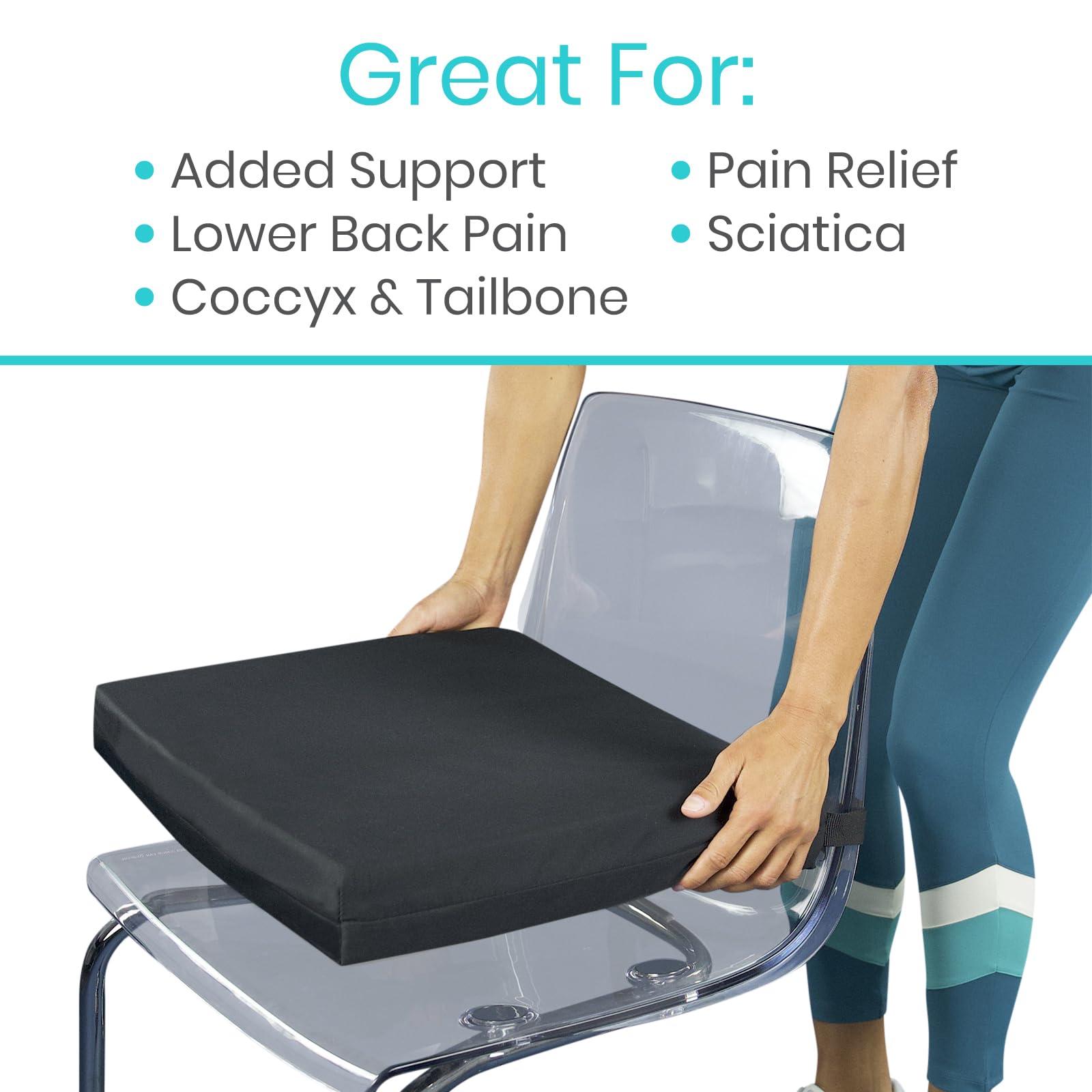 Vive Vive Wheelchair Cushion - Gel Seat Pad for Coccyx, Orthopedic Back Support, Sciatica & Tailbone Pain Relief - Waterproof Cover + 4 Layer Foam Support and Comfort - for Pressure Sores (22\" x 18\" x 3\")