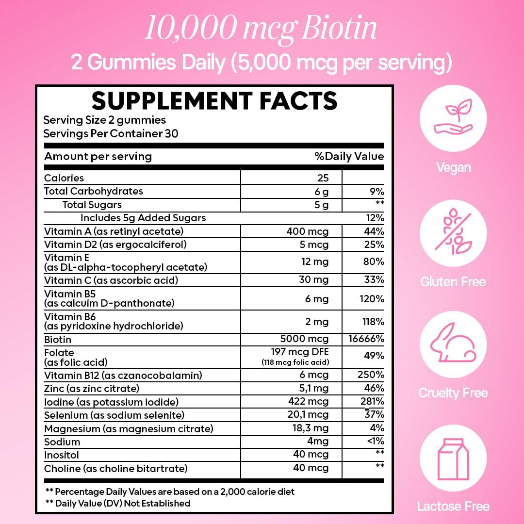 Bloom Hair Bloom Hair Gummies Hair Vitamins for Faster Hair Growth - Hair Skin and Nails Vitamins & Biotin Vitamins for Rapid Hair Growth - Hair Growth Supplement for Women & Biotin Gummies for Hair Growth