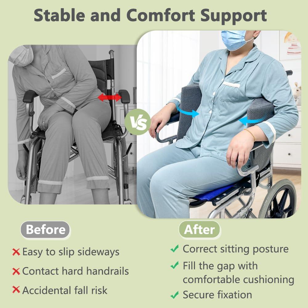 KAAMOS KAAMOS Lateral Support for Wheelchair Side Guards Wheelchair Lateral Support Cushion Posture Foam Wedge Pillows Contoured Wheelchair Cushion Side Padding for Seniors Better Posture with Strap