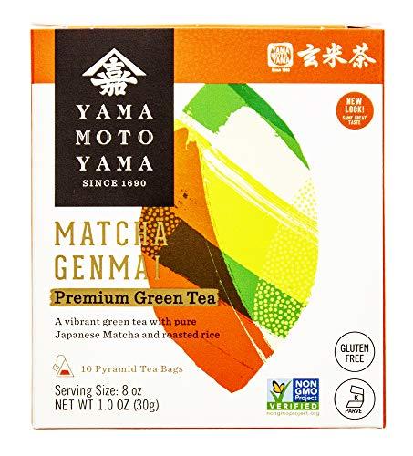 Yama Moto Yama Yamamotoyama Matcha Genmai Pyramid Green Tea Bag, 10 ct. Box (Pack of 6), Green Tea with Roasted Rice