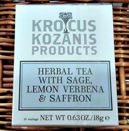 Krocus Kozanis Krocus Kozanis Herbal Tea with Sage, Lemon Verbena, Saffron ,10 Teabags -63oz/18g