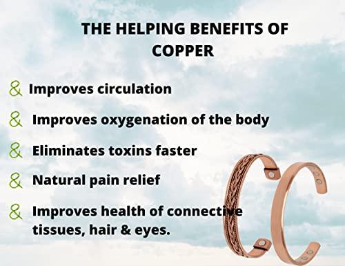Coppervast Set of 5 Copper Bracelets for Women & Men | Powerful Magnets Effective and Natural Relief