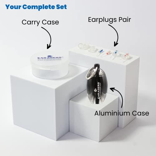 Earasers EARasers Noise Cancelling Earplugs - Reusable Soft Silicone Noise Reduction Musicians Comfort US X-Small Earplug For Concert, Dentist With Waterproof Black Keychain Carrying Case – 19dB Peak Reduction