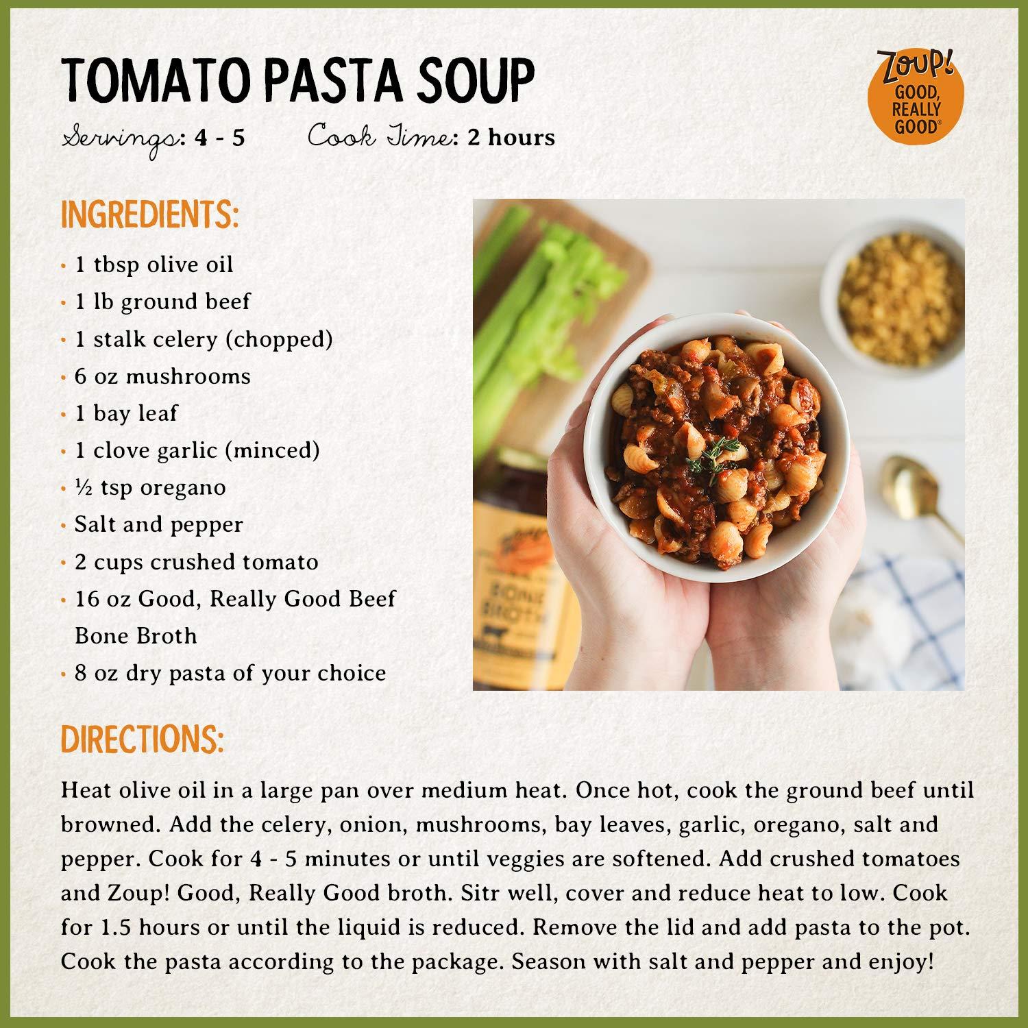 Zoup! Beef Bone Broth by Zoup! Keto-Friendly, Gluten Free, Sugar Free, Non-GMO Clear Broth - Great for Stock, Bouillon, Soup Base or in Gravy - 2-Pack (32 oz)