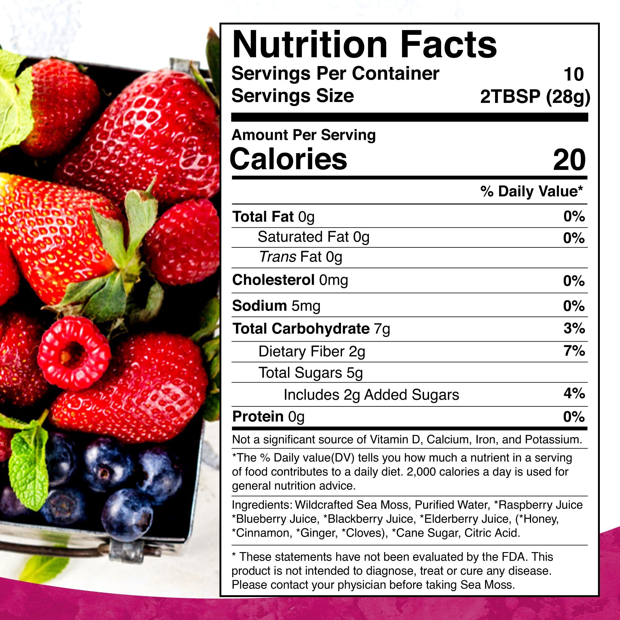WELLNESS LABSRX Irish Sea Moss Gel Organic Raw - Wildcrafted Superfood Seamoss Gel - Mix Berry Flavor, Vitamin and Mineral-Rich from Pristine Caribbean Waters, Immune and Digestive Health Support - 10 oz.