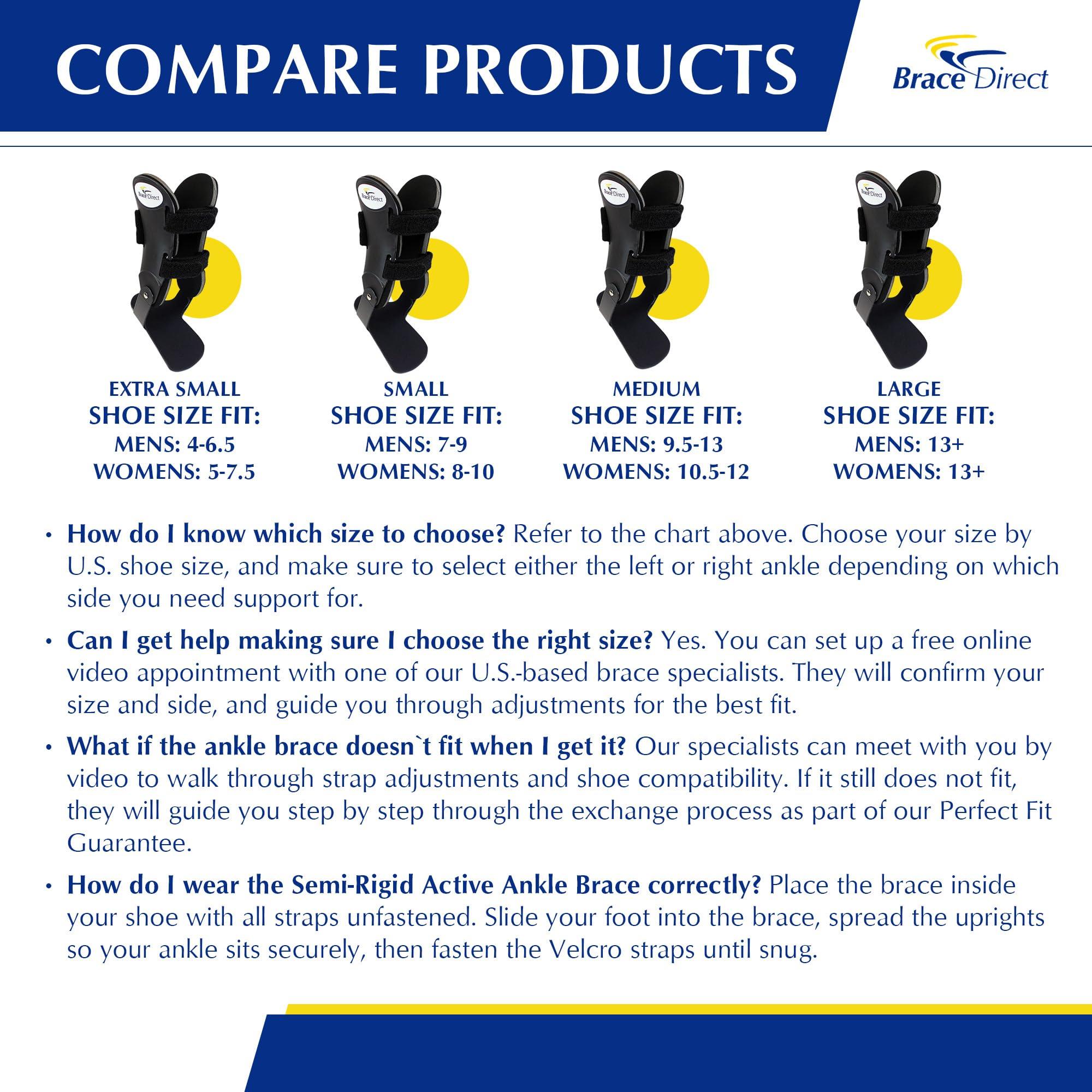 Brace Direct Brace Direct Semi-Rigid Active Ankle Brace Stabilizer for Sprain Support and Protection for Volleyball, Basketball, Football and more - Men and Women