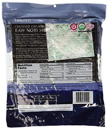 rawnori Raw Organic Nori Sheets 50 qty Pack + Free Sushi Roller Mat! - Certified Vegan, Raw, Kosher Sushi Wrap Papers - Premium Unheated, Un Cooked, untoasted, dried - RAWFOOD